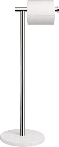 NearMoon Bath Toilet Paper Holder Stand- Modern Tissue Roll Holder Standing with Balanced Base, Rustproof Toilet Roll Holder for Bathroom/Kitchen Countertop (Chrome Finish, Marble Base) in Saudi Arabia