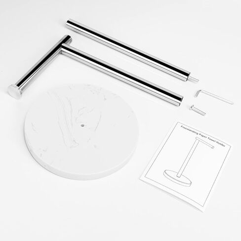 NearMoon Bath Toilet Paper Holder Stand- Modern Tissue Roll Holder Standing with Balanced Base, Rustproof Toilet Roll Holder for Bathroom/Kitchen Countertop (Chrome Finish, Marble Base) in Saudi Arabia