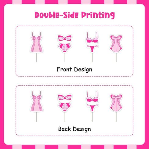 24pcs Pink Bachelorette Cupcake Topper Hot Pink Underwear Party Cupcake Picks Underwear Bridal Shower Decorations for Women Bachelorette Party Bridal Shower Engagement Wedding Supplies in Kuwait