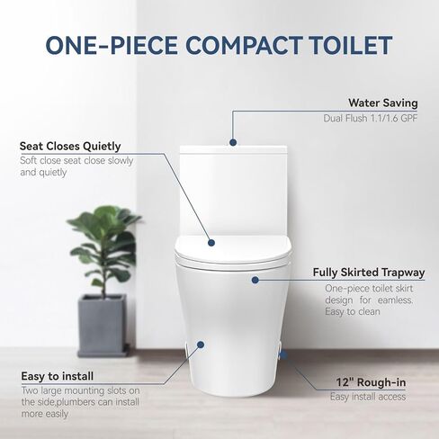 Dual Flush Elongated Standard One Piece Toilet for Bathroom Comfort Height in White in Saudi Arabia