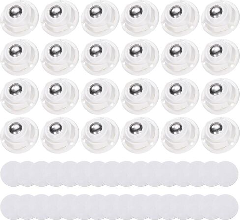 uxcell 24 Pcs Self Adhesive Caster Wheels, 360 Degree Rotation Mini Caster Swivel Rollers Universal Sticky Swivel Wheels for Furniture Storage Box Trash Can (Black, 1 Steel Rolling Ball) in Saudi Arabia