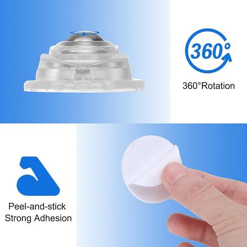 UXCELL 24 PCS عجلات عجلات لاصقة ذاتية ، 360 درجة دوران ميني العجلات دوارة دوارة عالمي عجلات دوارة لزجة لعلبة تخزين الأثاث علبة سلة المهملات (سوداء ، كرة واحدة من الصلب) in Kuwait