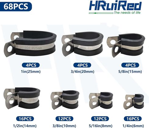 مجموعات التشويش على المشابك الكابل - 1/4 "5/16" 3/8 "1/2" 5/8 "3/4" 1 بوصة) in Kuwait
