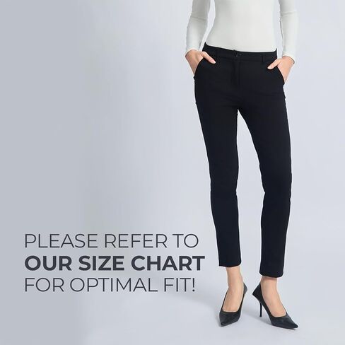 SANDY & SID Womens Work Pants Mid Waist Slim Fit Cropped Ankled Length Straight Leg Trousers Summer Daily Casual Office in Kuwait