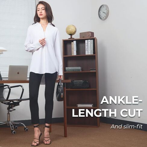SANDY & SID Womens Work Pants Mid Waist Slim Fit Cropped Ankled Length Straight Leg Trousers Summer Daily Casual Office in Kuwait