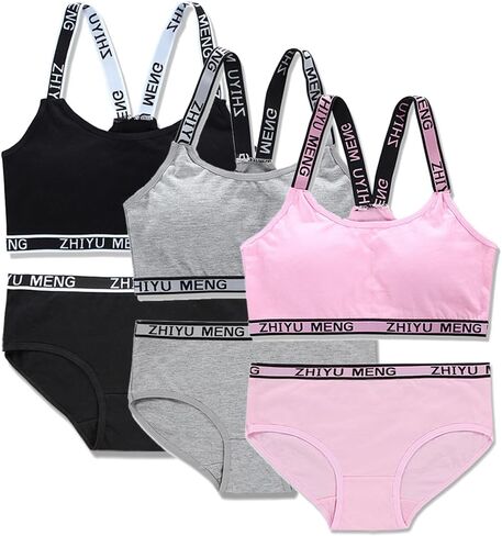 Soft Cotton Elastic Breathable Training Bra and Underwear Set for Teen Girls 8-18 Years Old in Kuwait
