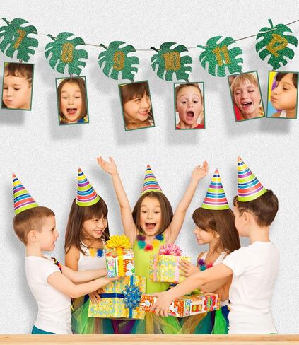 1st Birthday Photo Banner, 13 PCS 1 Year Old Decorations - Tropical Theme Paper Banner, First Birthday Decorations for Girl or Boys Monthly Milestones Garland in Saudi Arabia