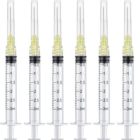 50 Pack Luer Lock 1ml 27Ga - 1 Inch Sample Measuring Syringe Lab Supplies, Individually Sealed Wrapped in Kuwait