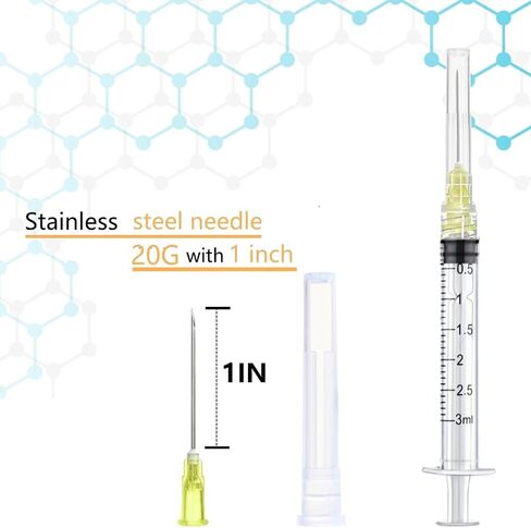 50 Pack Luer Lock 1ml 27Ga - 1 Inch Sample Measuring Syringe Lab Supplies, Individually Sealed Wrapped in Kuwait