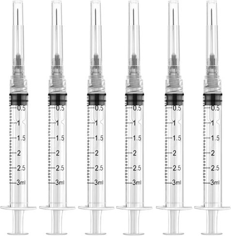 50 Pack Luer Lock 1ml 27Ga - 1 Inch Sample Measuring Syringe Lab Supplies, Individually Sealed Wrapped in Kuwait