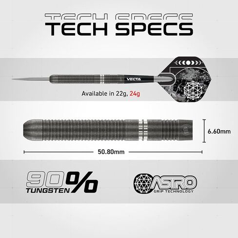 Winmau Darts Callisto Series 90% Professional Tungsten Steel Tip Darts Set with Dart Flights and Dart Shafts (Stems) - Available in Three Styles - 22g, 23g, 24g, 25g & 26g Dart in Kuwait