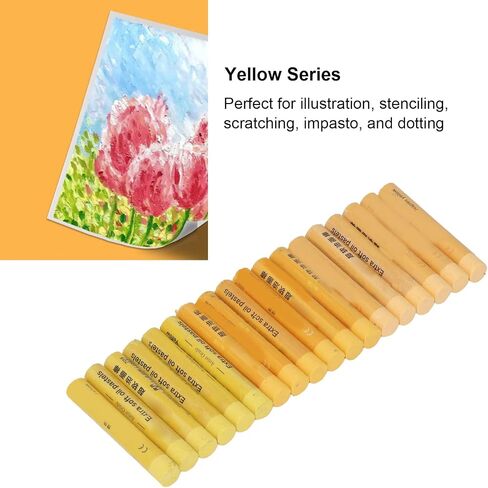 18Pcs Yellow Series Oil Pastels, Easy Blending Vibrant Color Shading Oil Crayons for Artists Students Kids Drawing Sketching and Painting in Saudi Arabia