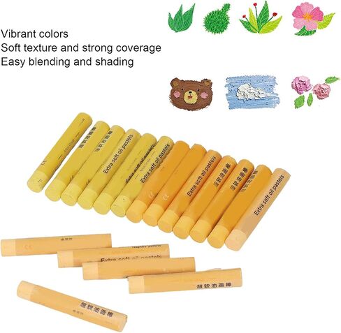 18Pcs Yellow Series Oil Pastels, Easy Blending Vibrant Color Shading Oil Crayons for Artists Students Kids Drawing Sketching and Painting in Saudi Arabia