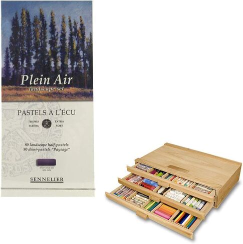 Sennelier Artist 24pc Oil Pastel Set, Includes 3 Drawer Wood Storage Box, Assorted Colors in Saudi Arabia