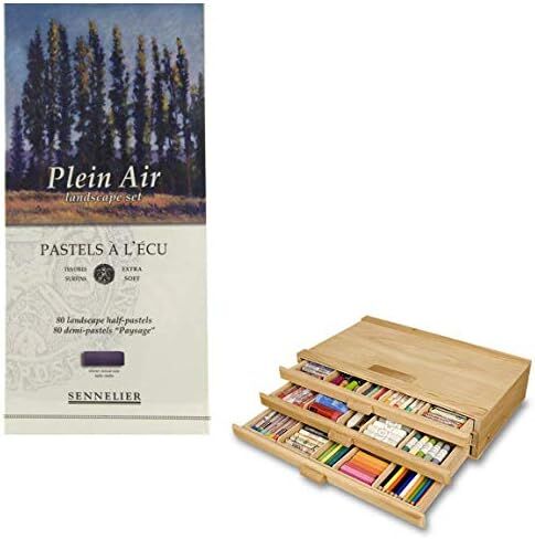 Sennelier Artist 24pc Oil Pastel Set, Includes 3 Drawer Wood Storage Box, Assorted Colors in Saudi Arabia