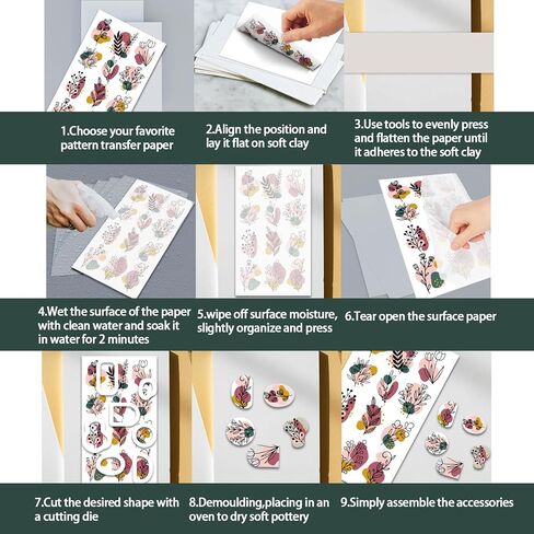 OLYCRAFT Handwritten French Clay Transfer Paper 4 Design 24 Pcs Transfer Paper for Polymer Poetry Polymer Clay Transfer Sheets Vintage Theme Small Transfer Paper for Clay Earrings Jewelry Making in Saudi Arabia