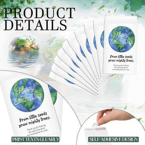 Spakon 50 Pcs Earth Day Party Favors Earth Day Self Adhesive Kraft Seed Envelopes Small Parts Envelopes Wildflower Seeds Packets White Paper Seed Storage Seed Organizer for Earth Day (No Seeds) in Saudi Arabia