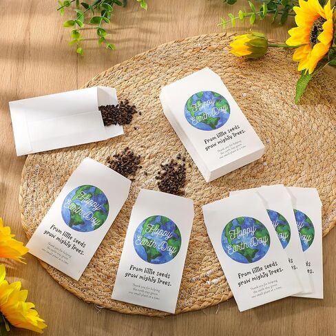 Spakon 50 Pcs Earth Day Party Favors Earth Day Self Adhesive Kraft Seed Envelopes Small Parts Envelopes Wildflower Seeds Packets White Paper Seed Storage Seed Organizer for Earth Day (No Seeds) in Saudi Arabia