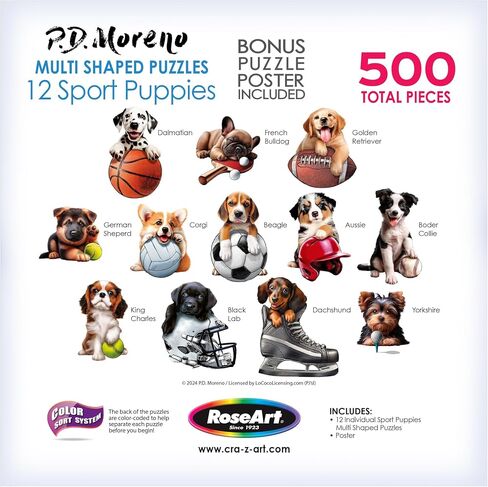 RoseArt - Mini Shaped - Sport Pups - 500 Piece Jigsaw Puzzles for Adults in Saudi Arabia