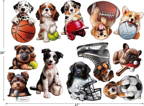 RoseArt - Mini Shaped - Sport Pups - 500 Piece Jigsaw Puzzles for Adults in Saudi Arabia