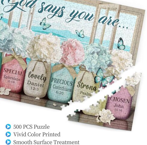 Christian Puzzles 500 Pieces Religious Bible Verses Jigsaw Puzzles for Adults God Says You are Puzzle Inspirational Challenging Wooden Puzzle for Family Unzip Game in Kuwait