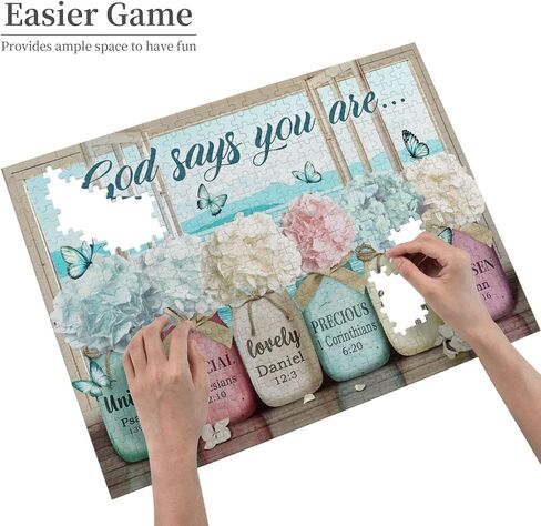 Christian Puzzles 500 Pieces Religious Bible Verses Jigsaw Puzzles for Adults God Says You are Puzzle Inspirational Challenging Wooden Puzzle for Family Unzip Game in Kuwait