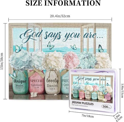 Christian Puzzles 500 Pieces Religious Bible Verses Jigsaw Puzzles for Adults God Says You are Puzzle Inspirational Challenging Wooden Puzzle for Family Unzip Game in Kuwait