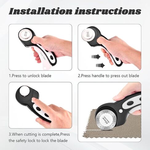 45mm Rotary Cutter with 10pcs Extra Blades, Rotary Cutter for Fabric Automatic Fabric Roller Cu-tter with Safet-y Lock for Dressmaking Quilting, Sewing, Crafting(Pink) in Saudi Arabia