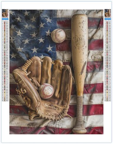 YOUSHIHA American Flag Baseball Diamond Painting Kits for Adults,DIY 5D LMType Diamond Art Full Drill for Adult,for Beginner Home Wall Decor Gift 12x18 Inch in Saudi Arabia