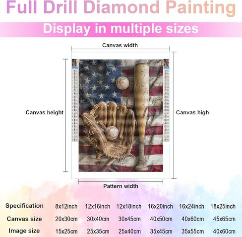YOUSHIHA American Flag Baseball Diamond Painting Kits for Adults,DIY 5D LMType Diamond Art Full Drill for Adult,for Beginner Home Wall Decor Gift 12x18 Inch in Saudi Arabia