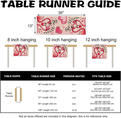 Valentines Day Flamingo Table Runner, Pink Love Hearts Be Mine Kitchen Dining Table Decoration, Anniversary Wedding Burlap Indoor Outdoor Home Decor Party Supply 13 x 72 Inches in Kuwait