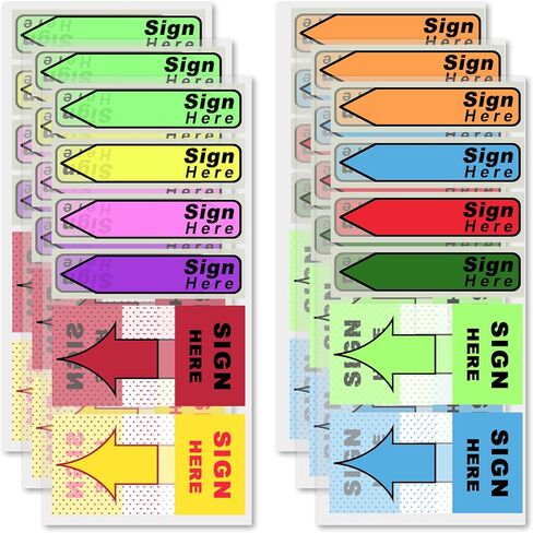 900pcs/6 Pack Please Sign Here Tabs with Dispenser, Fluorescent Color Sign Here Sticky Notes Flags Easy to Post Notice Arrow Stickers Labels for School Office Notebook Notary Book (Mix-Color) in Saudi Arabia