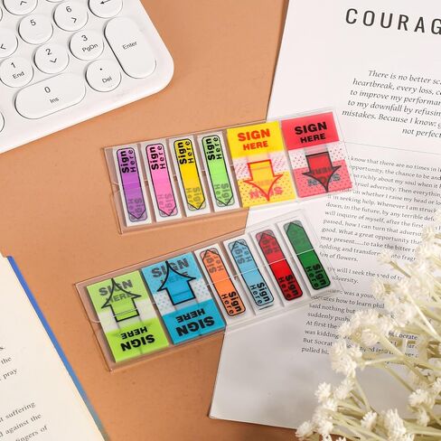 900pcs/6 Pack Please Sign Here Tabs with Dispenser, Fluorescent Color Sign Here Sticky Notes Flags Easy to Post Notice Arrow Stickers Labels for School Office Notebook Notary Book (Mix-Color) in Saudi Arabia