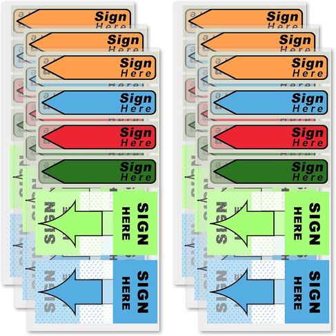 900pcs/6 Pack Please Sign Here Tabs with Dispenser, Fluorescent Color Sign Here Sticky Notes Flags Easy to Post Notice Arrow Stickers Labels for School Office Notebook Notary Book (Mix-Color) in Saudi Arabia