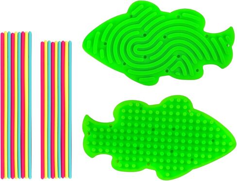 Silicone Sensory Activity Board, Fidget Board, Small, Green, Fish, All Ages, 18 ropes (red, yellow, blue), storage bag in Saudi Arabia