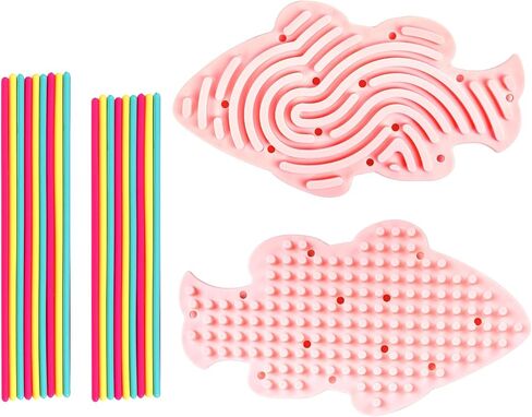 Silicone Sensory Activity Board, Fidget Board, Small, Green, Fish, All Ages, 18 ropes (red, yellow, blue), storage bag in Saudi Arabia