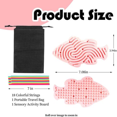 Silicone Sensory Activity Board, Fidget Board, Small, Green, Fish, All Ages, 18 ropes (red, yellow, blue), storage bag in Saudi Arabia
