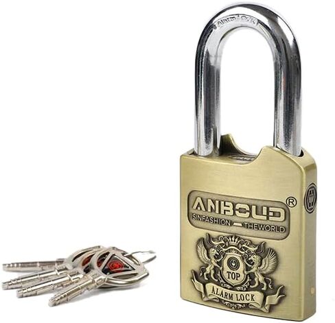 Alarm Padlock - Anti-Theft Heavy Duty Security Alarm Lock - 120db Alarm Sound & 4 Keys-Weatherproof Padlock for Storage Shed, Garage, Locker, Sliding Doors, Cabinets and More - (10mm) Bronze in Kuwait