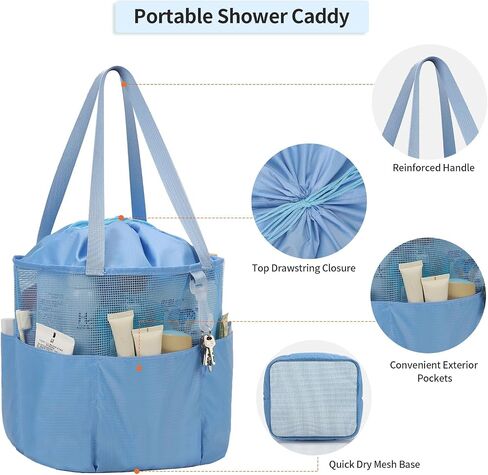 Travel Toiletry Bag, Large Capacity Toiletry Bag for Women Men, Mesh Shower Tote Bag, Quick Dry Shower Caddy Portable Toiletry Bath Bag Organizer for Bathroom, Gym, Beach, Swimming, Traveling, Black in Kuwait