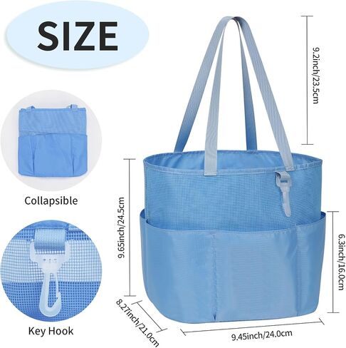 Travel Toiletry Bag, Large Capacity Toiletry Bag for Women Men, Mesh Shower Tote Bag, Quick Dry Shower Caddy Portable Toiletry Bath Bag Organizer for Bathroom, Gym, Beach, Swimming, Traveling, Black in Kuwait