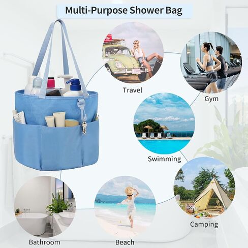 Travel Toiletry Bag, Large Capacity Toiletry Bag for Women Men, Mesh Shower Tote Bag, Quick Dry Shower Caddy Portable Toiletry Bath Bag Organizer for Bathroom, Gym, Beach, Swimming, Traveling, Black in Kuwait