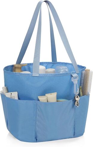 Travel Toiletry Bag, Large Capacity Toiletry Bag for Women Men, Mesh Shower Tote Bag, Quick Dry Shower Caddy Portable Toiletry Bath Bag Organizer for Bathroom, Gym, Beach, Swimming, Traveling, Black in Kuwait