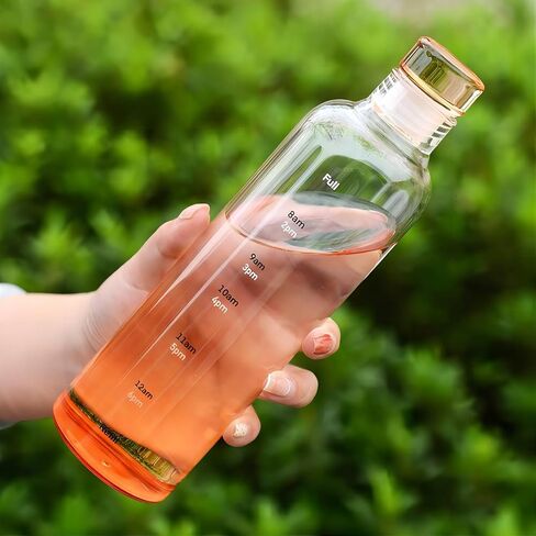 Beautiful Straight Drinking Bottle Transparent Large Capacity Water Cup Portable Hight Borosilicate Glass (pink) in Saudi Arabia