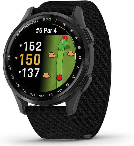 Garmin Approach S50 (Slate/Black) Golf GPS Smartwatch Bundle - 1.2" AMOLED Display, On-Course Features, Wrist Heart Rate with PlayBetter Screen Protectors & 5000mAh Portable Charger in Saudi Arabia