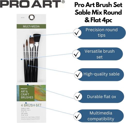 Pro Art Sable/Ox Mix Paintrush ، فرش الشعر الطبيعية متعددة الوسائط in Kuwait