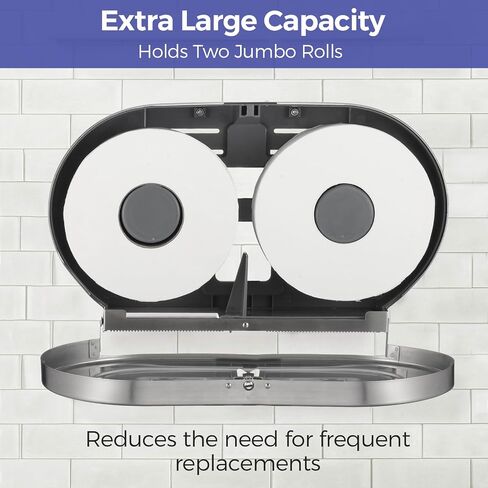 Stainless Steel Twin Jumbo Toilet Paper Dispenser Wall Mount, 9" Commercial Double Roll Holder, Industrial Tissue Dispenser with Key Lock, Matte Black in Kuwait