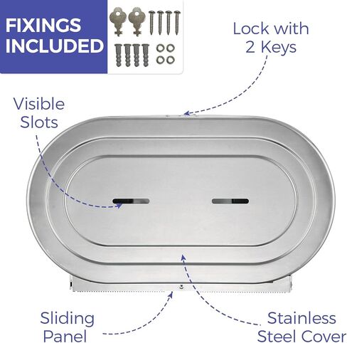 Stainless Steel Twin Jumbo Toilet Paper Dispenser Wall Mount, 9" Commercial Double Roll Holder, Industrial Tissue Dispenser with Key Lock, Matte Black in Kuwait