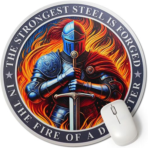 CHURYUML Knight Dumpster Fire Mouse Pad 9.84 x 9.84 Inch - Inspirational Round Mousepad for Laptop Gaming Office Home Decor, Funny Dumpster Fire Desk Accessories Gifts for Coworkers Colleagues Friend in Saudi Arabia