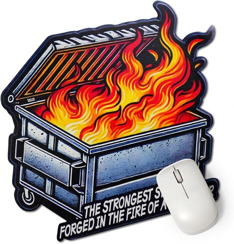 CHURYUML Knight Dumpster Fire Mouse Pad 9.84 x 9.84 Inch - Inspirational Round Mousepad for Laptop Gaming Office Home Decor, Funny Dumpster Fire Desk Accessories Gifts for Coworkers Colleagues Friend in Saudi Arabia