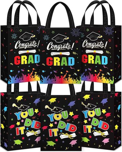 Sweetude 12 Pcs 2025 Graduation Gift Bags with Handles Reusable Congrats Grad Tote Bags for College Graduation Party Supplies in Kuwait